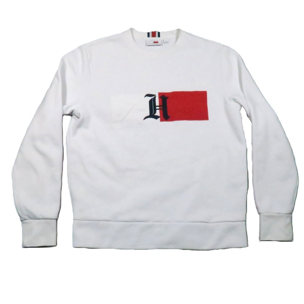 Tommy Hilfiger Lewis Hamilton Flag Logo Sweatshirt Men M White Fleece F1 Racing